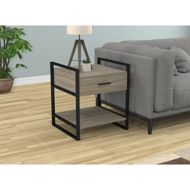 Safdie & Co. Accent TableDark Taupe/Black Metal