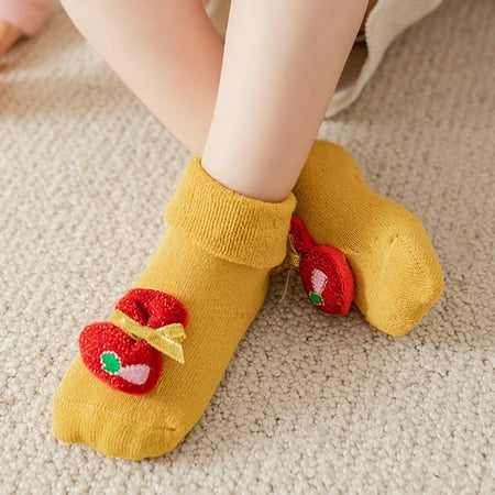 

Bueautybox Baby Toddler Kids Unisex Warm Thick Cotton Socks Warm Christmas Design Anti Slip Breathable Cotton Socks Non Slip Skid Boys Girls