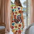 thumbnail image 3 of Yuyamidu Floral Rooster House Dress Women Short Sleeve Nightgown Crew Neck Button Down Ladies Gowns Sleepwear, 3 of 6