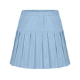 thumbnail image 4 of CYRBOKO Girls Pleated Skirts, Cotton Summer Casual Elastic Waist School Uniform Skirts Light Blue Size 12-13 T, 4 of 6