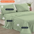 thumbnail image 3 of CCNY 600 TC Egyptian Cotton Bed Sheets, Luxurious Soft for Hotel Quality 4Pc Sheet Set - 1 Fitted Sheet, 1 Flat Sheet & 2 Pillowcases 21 Inch Deep Pocket (Three Quarter-Moss Solid), 3 of 8