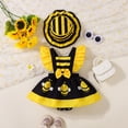 thumbnail image 3 of Ymyiu Baby Outfit Baby Girl Romper Infant Baby Clothes with Hat Summer One-Piece Toddler Girls Jumpsuit Overall Pants Set 3 6 Months (Yellow,3-6 Months), 3 of 6