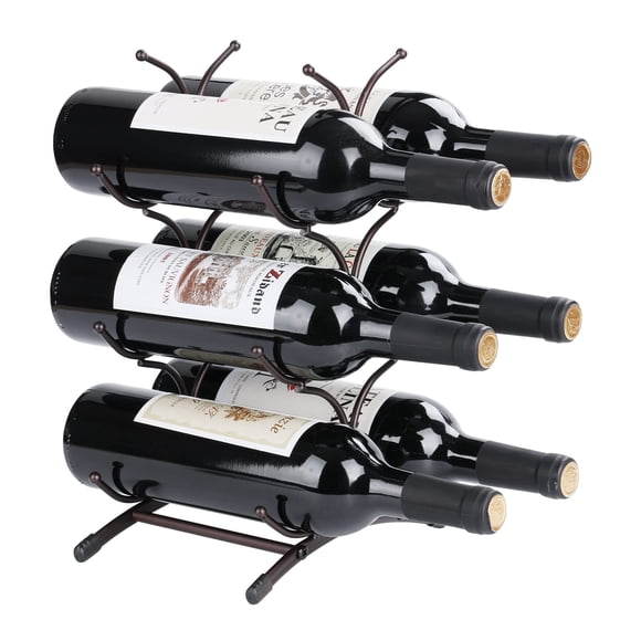 Support à Vin de Comptoir pour 6 Bouteilles - Support de Rangement à Vin Autoportant en Métal, Petit Porte-Verre de Table pour Garde-Manger, Bar Ou Armoire, Convient aux Bouteilles