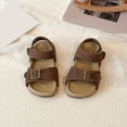 thumbnail image 4 of enyan Girls Summer Sandals Outdoor Beach Anti-Slip Rubber Soft Sole Newborn Toddler First Walker Shoes Crocs Sandals,Brown,Size 7, 4 of 7