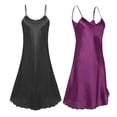 thumbnail image 2 of Women Lingerie Satin Lace Chemise Nightgown Sexy Full Slips Sleepwear, 2 of 8