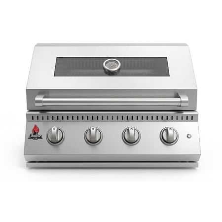 CHALEUR 27" VIEW X 4 GAS GRILL 4-BURNER Built-In BBQ, 304 Stainless Steel Outdoor Kitchen Grill with Tempered Glass View, Interior Lights, Robust Design for Patio Propane