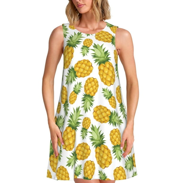 Disketp Pineapple para Vestido sin Mangas para Mujeres, Vestidos de Verano para Mujeres, Casual y Holgado para la Playa