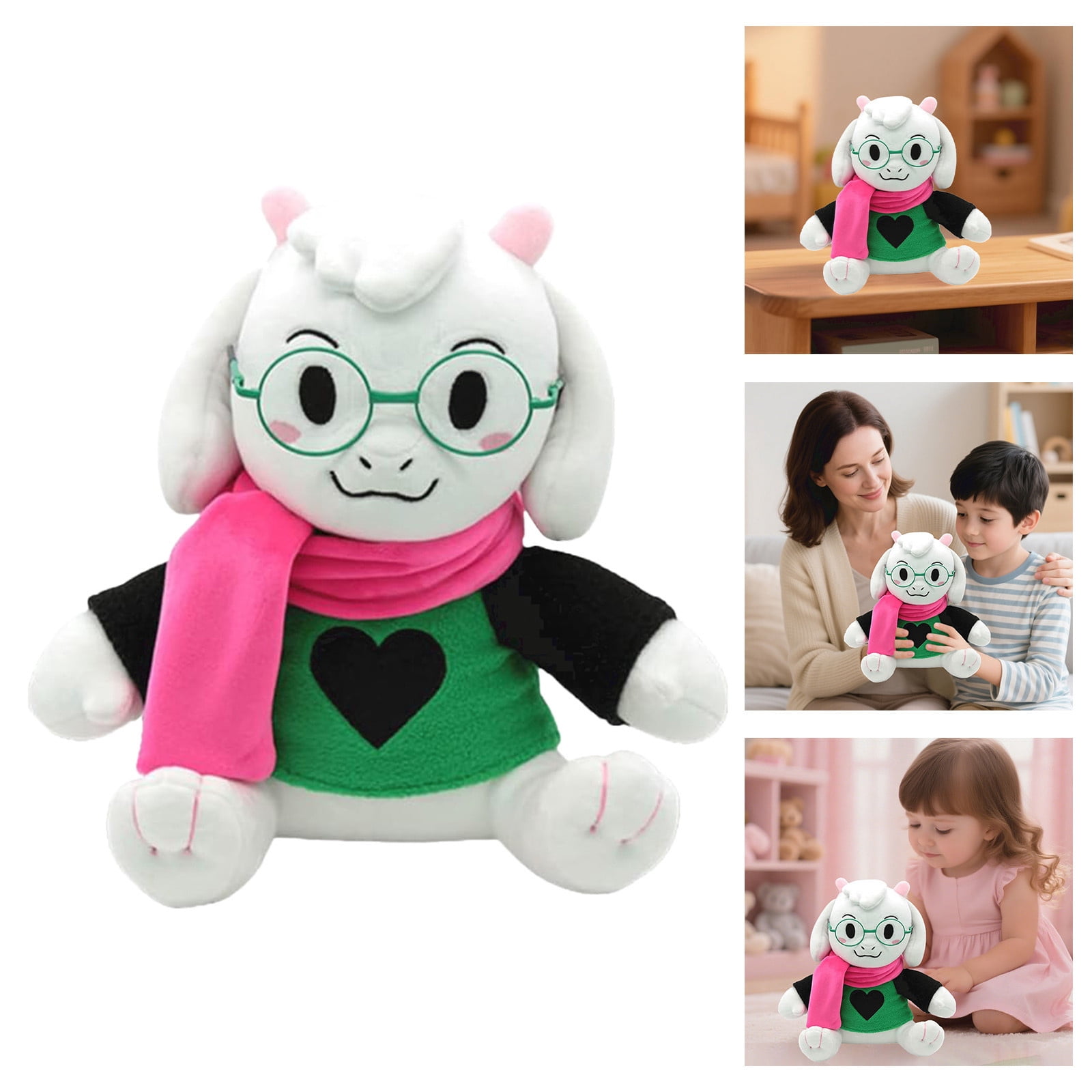 Deltarune Ralsei Plush With No Hat green Fur Glasses & Scarf Fashion Plush Toy