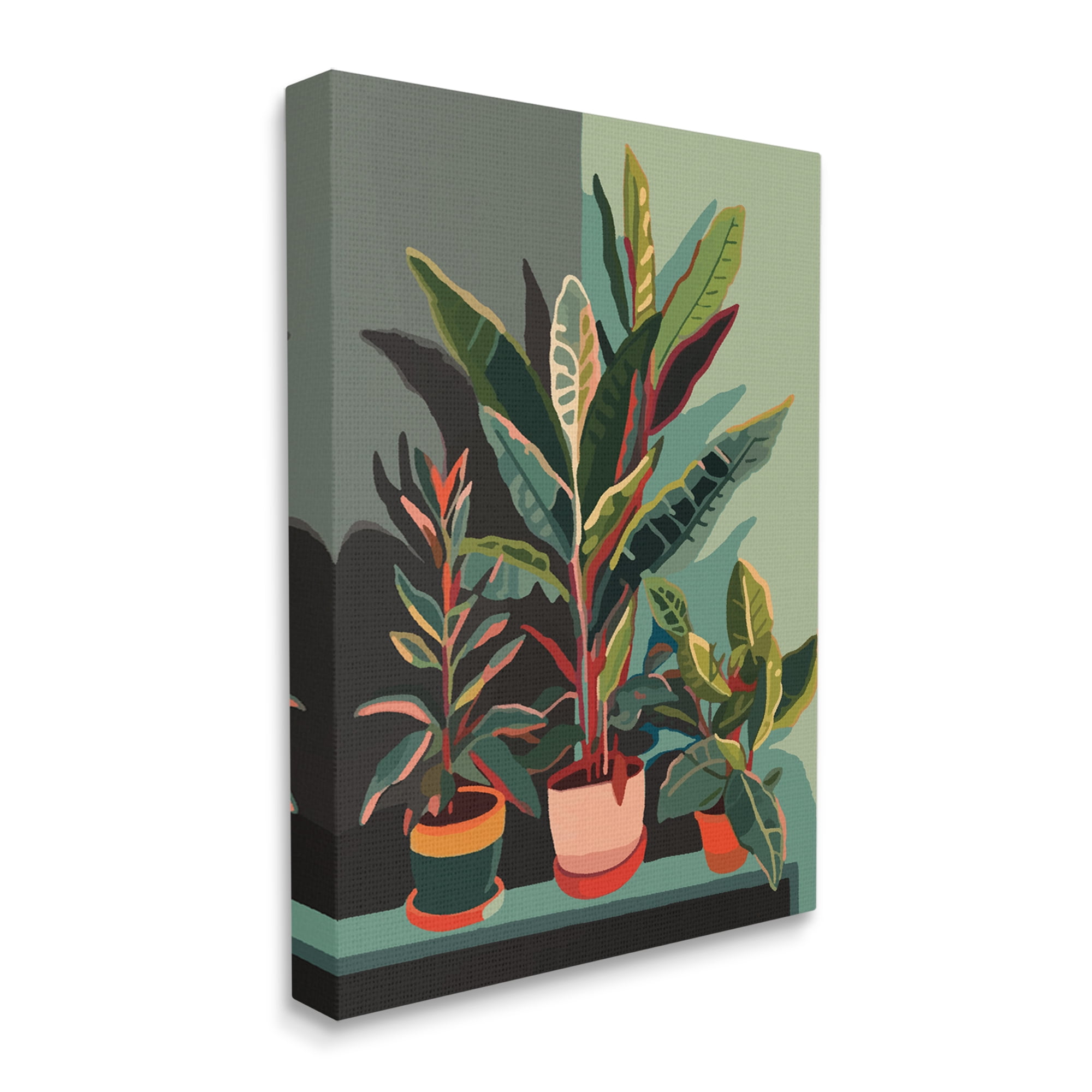 Stupell Industries Modern Potted Plants Botanical & Floral Painting Gallery Wrapped Canvas Art Print Wall Art, 16 x 20
