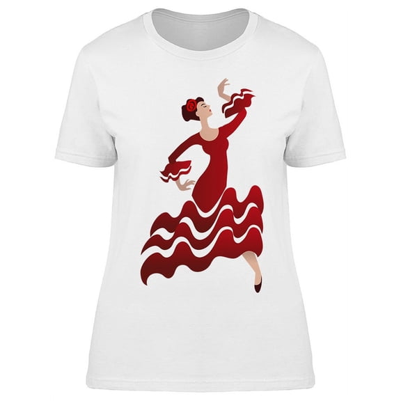 Flamenco Dancer Red Dress T-Shirt Women -Image by Shutterstock, Female Small