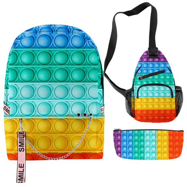Kmbangi 3 Pcs Sac Sensoriel Sac de Poitrine Sac à Dos Scolaire Sac à Main