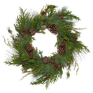 30 in. Rustic Artificial Christmas Pinecone Wreath Green & Brown - Unlit
