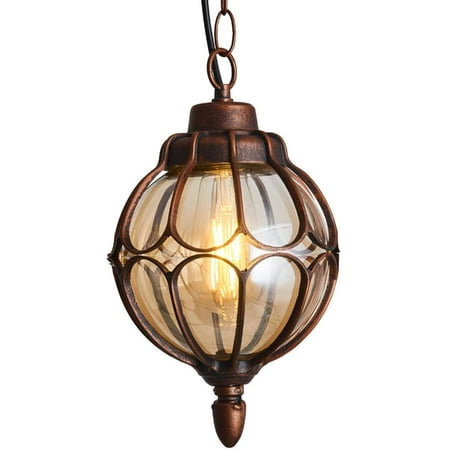 Glass Globe Exterior Ceiling Light, Vintage Style Outdoor Hanging Lights