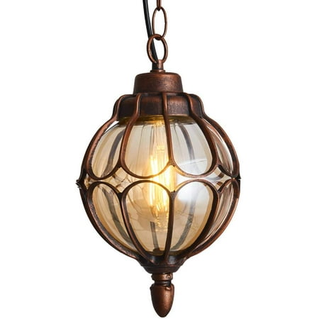 Lingdii Outdoor Hanging Lantern Rustic Waterproof Pendant Lighting Fixture In Metal With Glass Globe 7 1 Exterior Light For Porch Entryway Canada Lingdii Outdoor Hanging Lantern Rustic, Hanging Outdoor Light Fixtures