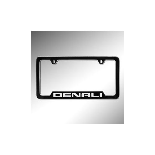GM 19330376 Denali Logo Black License Plate Holder GMC Acadia Sierra HD