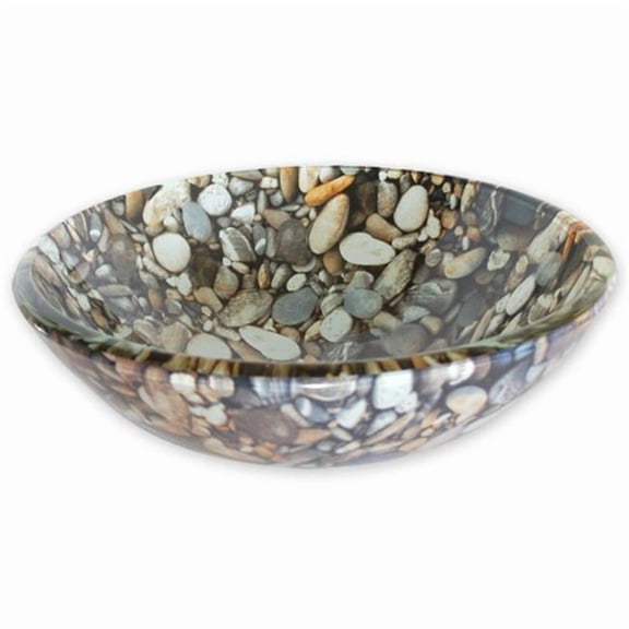 Eden Bath EB_GS24 Natural Pebble Pattern Tempered Glass Vessel Sink