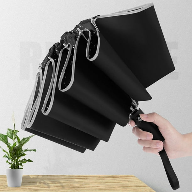 Paraguas compacto de viaje para acampar y hacer senderismo, resistente al viento, con protección, de acero con 10 varillas, paragüero y productos de sombreado.