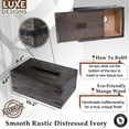 thumbnail image 2 of Luxe Designs | Dark Burnt Wooden Rectangular Tissue Box Cover/Tissue Dispenser/Napkin Holder - Slide-Out Bottom - Farmhouse Décor, 2 of 7