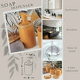 thumbnail image 5 of Elegant Mustard Yellow Soap Dispenser - Polyresin and Bamboo Design, Refillable Liquid Pump, 5 of 6