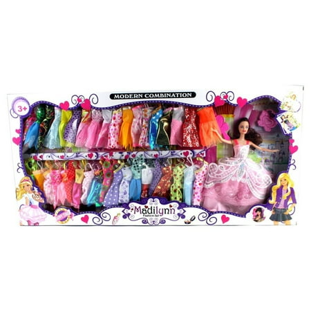 Fashion Playset - Modern Madilynn Children's Kid's Toy Fashion Doll Playset w/ Doll, Assorted Dresses, Accessories