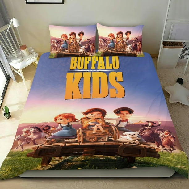 Niños Búfalo Conjunto de sábanas temático, trío de piezas, cómodo y amigable con la piel, diseño único, regalo de decoración para el hogar para familiares, amigos y fans,173cm *218cm