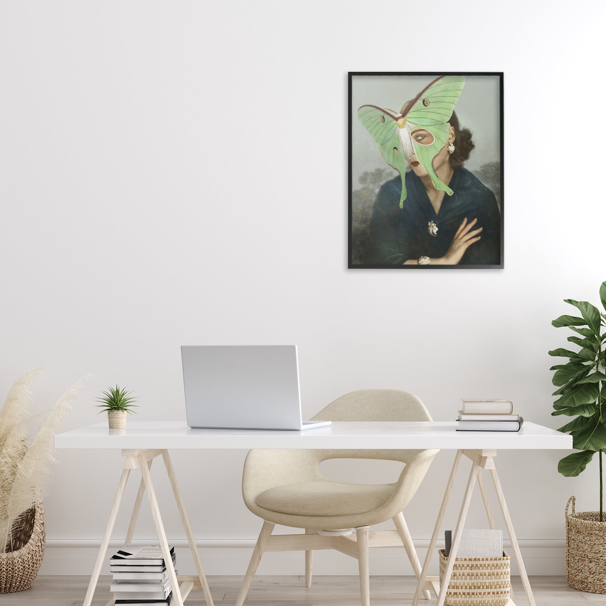 Stupell Industries Naturalist Portrait with Moth Black Framed Giclee Art, design by Victoria Barnes