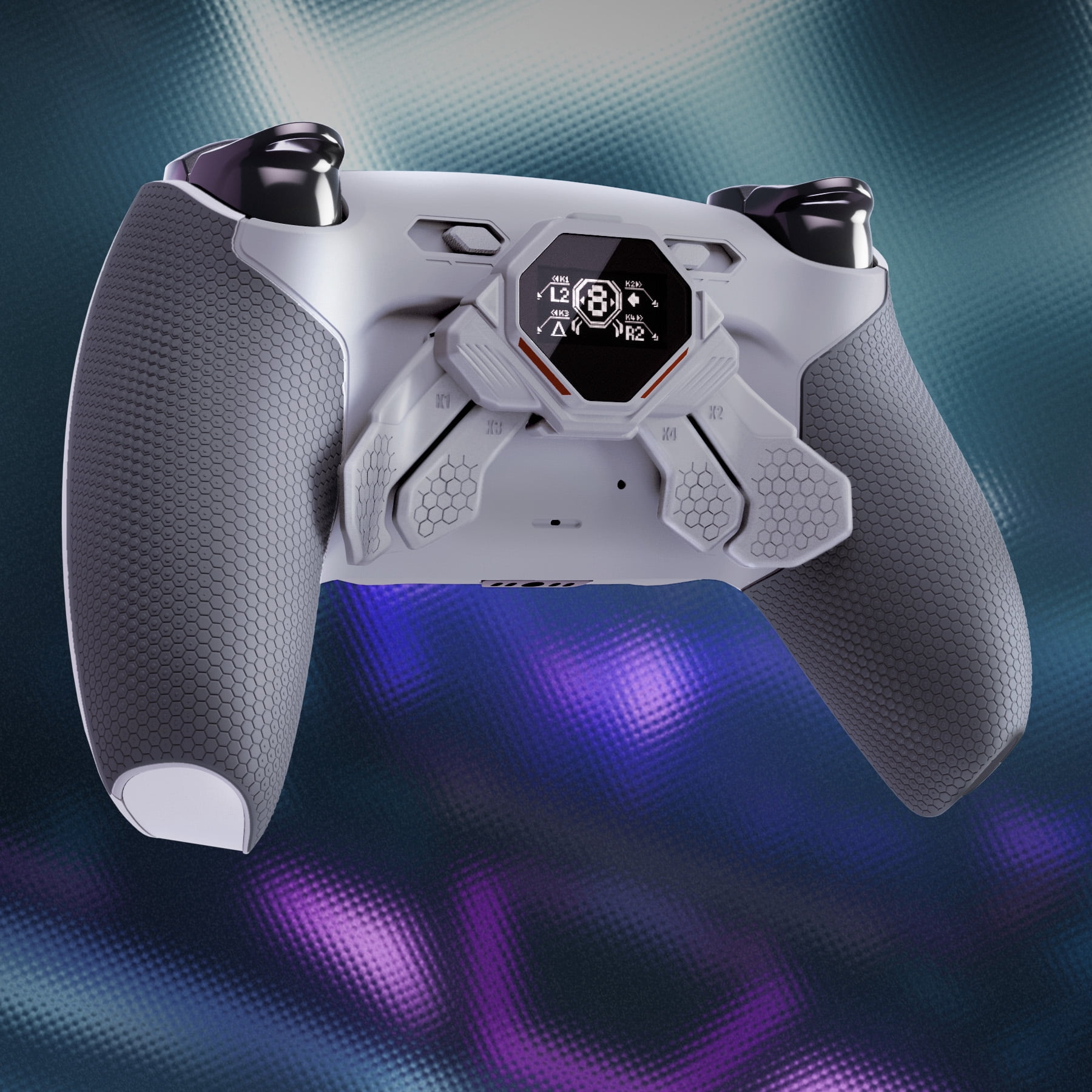 eXtremeRate SPARK Back Paddles Kit for PS5 Controller BDM-030 040 050 Models, OLED Display + Clicky Trigger Stops + Ergonomic Rubberized Grips Remappable 4 Back Buttons Set - Classic Gray