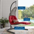 thumbnail image 4 of Modway Landscape Rattan & Fabric Patio Swing Chair in Light Gray and Red, 4 of 7