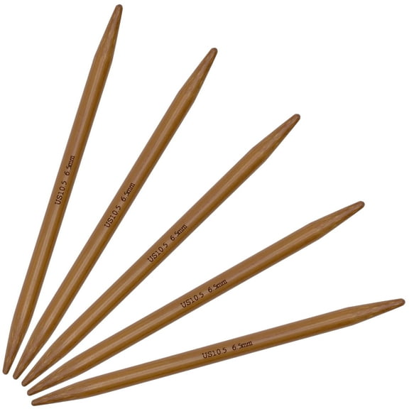 JubileeYarn 5" Double Point Bamboo Knitting Needles Set - 6.5mm - Carbonized Brown