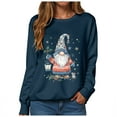thumbnail image 6 of larppty Cute Gnomes Print Sweatshirt for Women Fall Christmas Graphic Party Crewneck Tops （Navy, XL）, 6 of 6