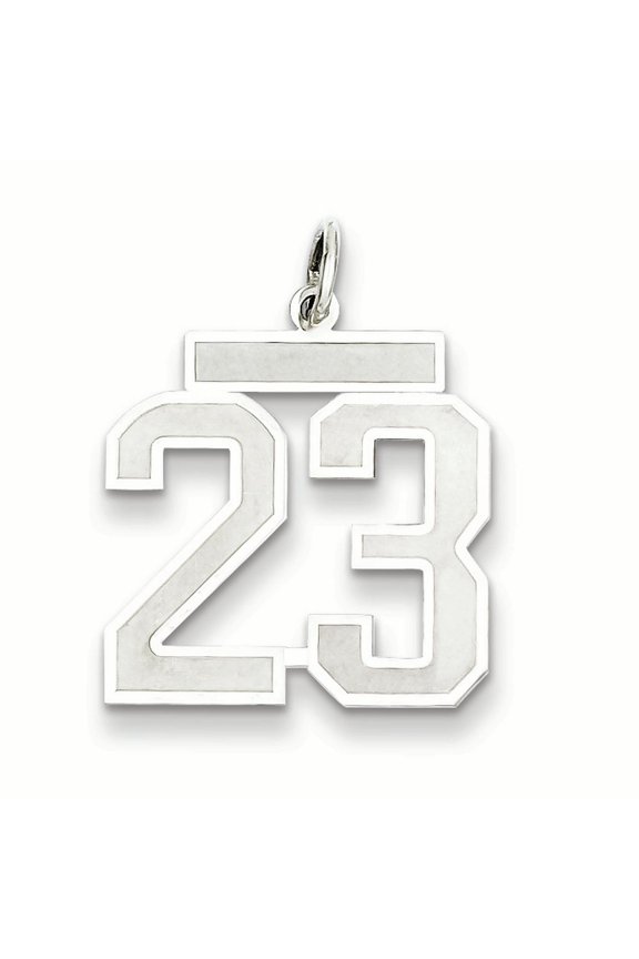 Sterling Silver Satin Number 23 Charm Pendant