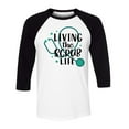 thumbnail image 1 of Living the Scrub Life Three-Quarter Raglan Sleeve Baseball Shirt Unisex Large White/Black, 1 of 5