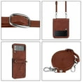 thumbnail image 4 of Dteck for Samsung Galaxy Z Flip 3 Case with Strap, PU Leather Hinge Protection Wristlet Crossbody Lanyard Shoulder Strap Shockproof Protective Case Cover for Samsung Z Flip 3 5G 2021 6.7", Brown, 4 of 5