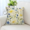 thumbnail image 7 of Farmhouse Watercolor Summer Flower Floral Blue Linen Throw Pillow Covers, 17.7 x 17.7 Inch, Flower Lover Gift for Home Room Bed Sofa Decorations Decor, 7 of 7