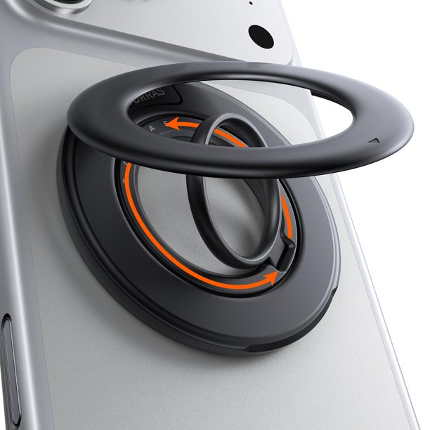TORRAS Anillo magnético para teléfono con soporte y giro de 360° en negro