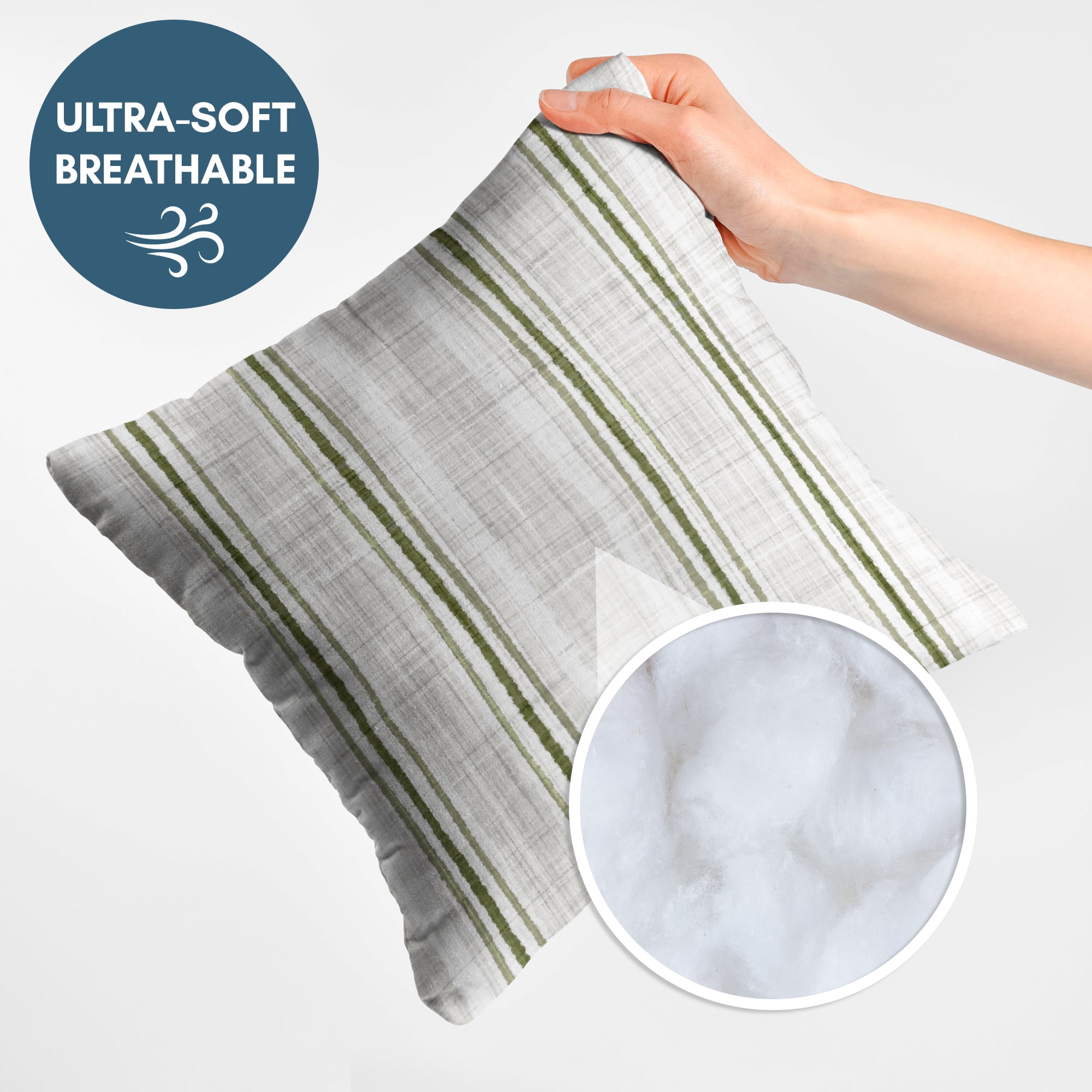 Americanflat 18"x18" Striped Pattern Throw Pillow with Premium Polyester - Green