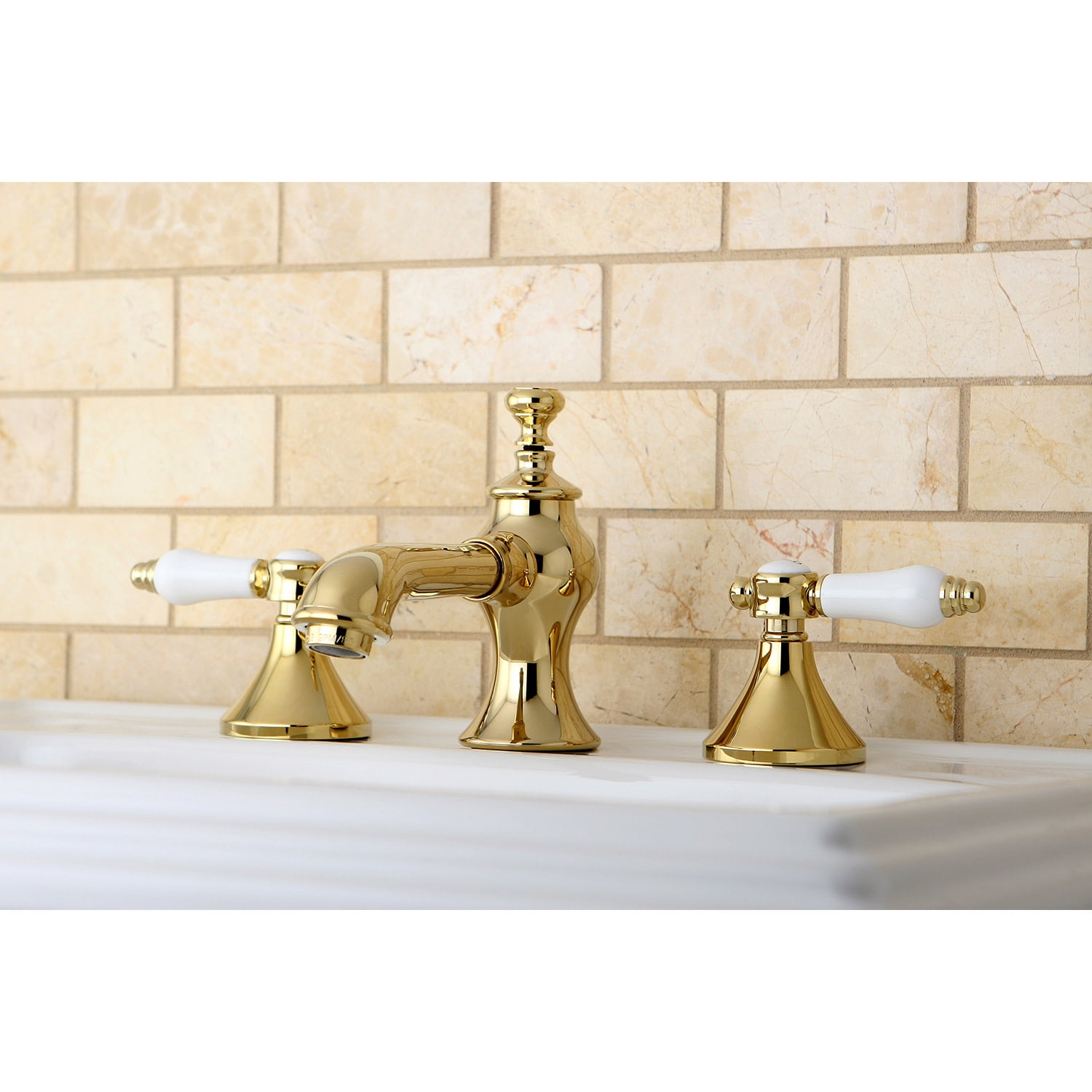 Kingston Brass KC7062BPL 8 in. Widespread Bathroom Faucet, Polished Brass