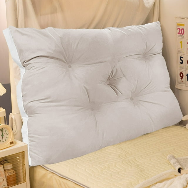 Cojín de respaldo de poliéster para cama y sofá - Almohada de tatami suave de 60x50cm, funda extraíble, amarillo/gris/rosa/azul/blanco