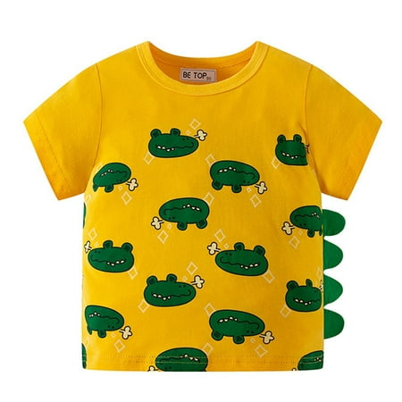 

Pimfylm Baby Tees For Men Summer Boys Short Sleeve Quick-Dry Crewneck Printed Tops Tee Yellow 5-6 Years