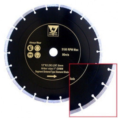 Neiko Diamond Blade 14" x 7" inch w/ 1" Arbor Segment Sintered Dry 20mm Brass Bushing