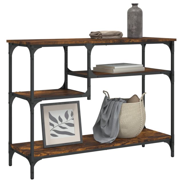 vidaXL Table Console avec Étagères Chêne Fumé 100x35x75 cm