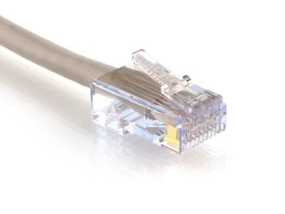Outdoor CAT5E (Cat 5e) LAN Ethernet Network Cable, Solid Copper 24 AWG, EZ RJ45 Pass Thru Connectors, High Speed Internet Cable, CMX Rated, UL ETL, Made in USA (245ft, Gray)