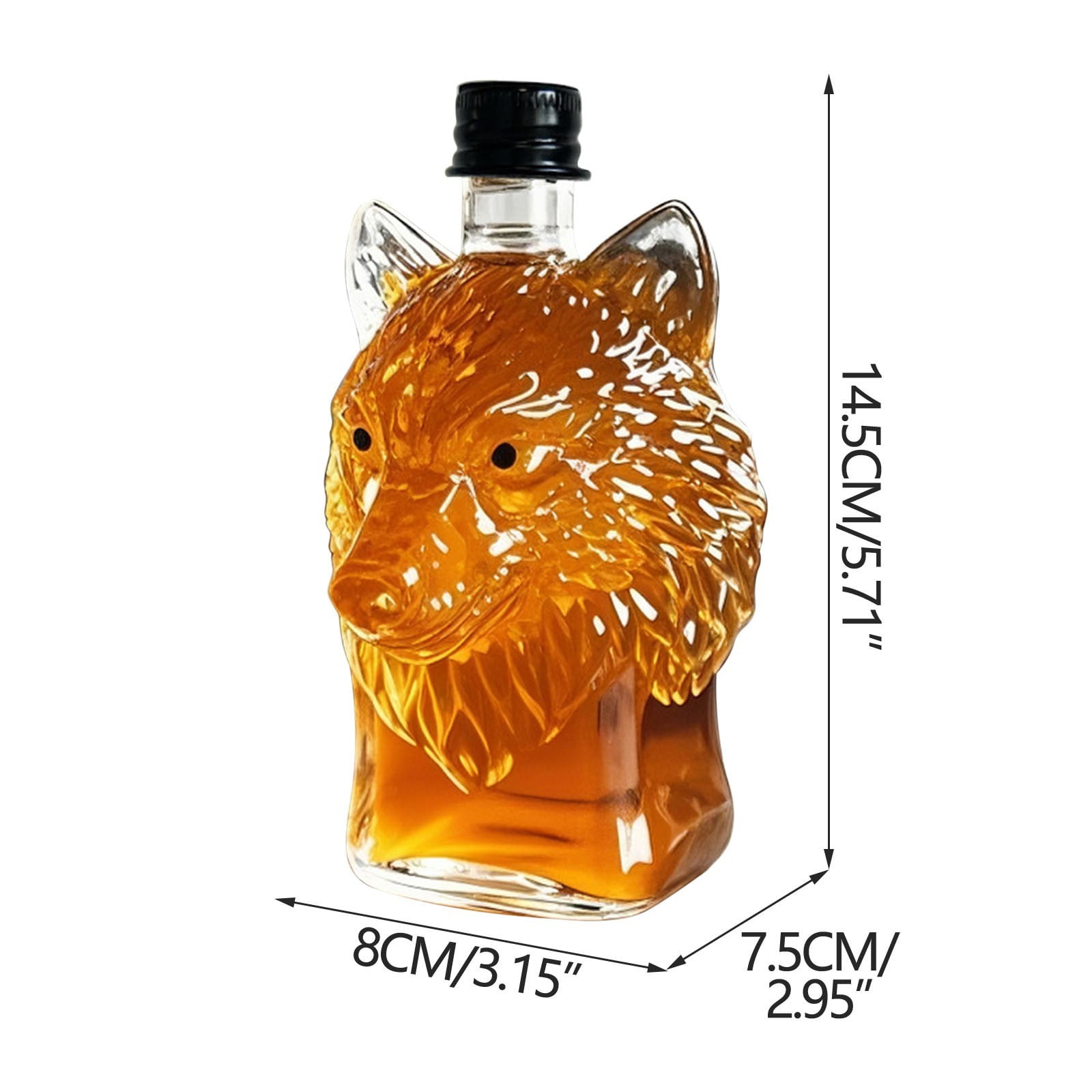 Bouteille à Whisky En Forme De Tête De Loup | Carafe à Décanter à Vin Vintage Gravée Sur Le Thème De La WOL-F Pour Bar, Maison, Fête, Cuisine - 12 X 8