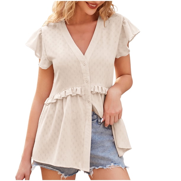 Camisetas de Manga Larga de Ajuste Seco para los Hombres, Suelto Casual Hoja Hueca Manga Cuello en V Manga Corta Superior para el Uso Diario de las Mujeres