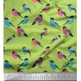 thumbnail image 2 of Soimoi Green Heavy Canvas Fabric Rufous Flycatcher Bird Printed Craft Fabric by the Yard 58 Inch Wide, 2 of 3