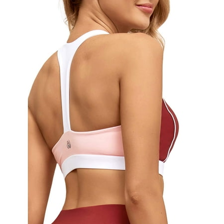 

As Rose Rich Women s Sports Bra T-Back Yoga Bra Padded Workout Tops L
