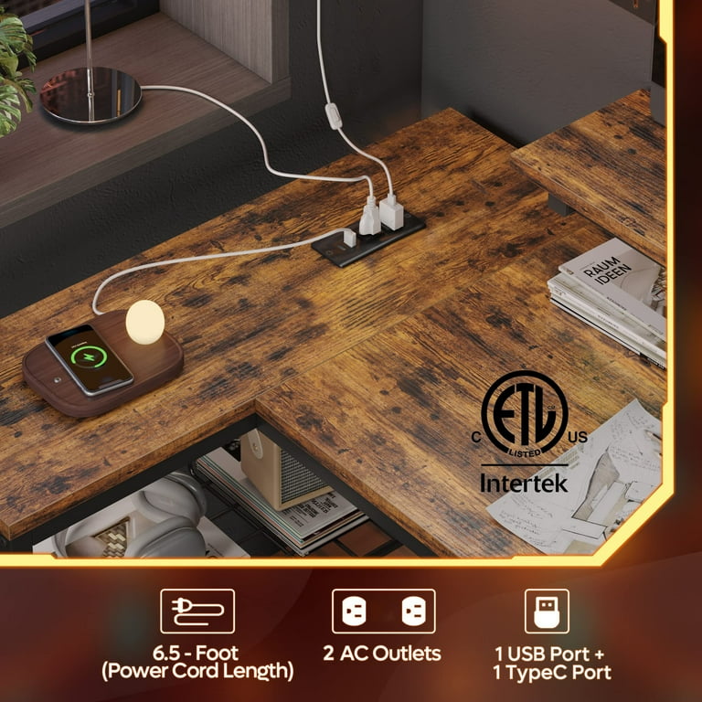 RSPGAME 42 Inch L-Shaped Gaming Desk with LED Lights photo 2