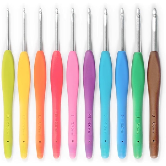 Amour Crochet Hook Set, Ergonomic Crochet Hooks with Soft-Grip Handles, 10 Sizes for Yarn Craft, Knitting & DIY Projects