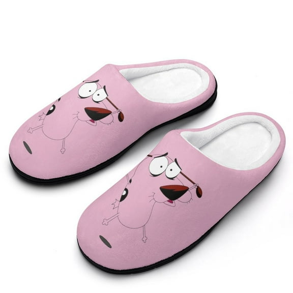 Courage The Cowardly Dog Mens Cozy Slippers Warm Soft Plush Slipper Slip-on House Shoes for Home Indoor Outdoor