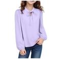 thumbnail image 4 of VUHXZWAF Long Sleeve Shirts for Girls Lace Up Elegant Blouse Kids Trendy Clothes Daily Wear Size 11-12 Years, 4 of 4